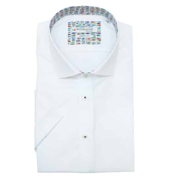 Giordano fish pattern short sleeve white shirt 1