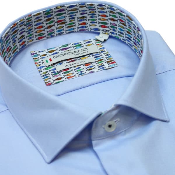 Giordano short sleeve blue shirt collar