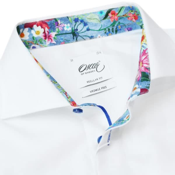 Oscar of Sweden White shirt flower pattern collar detail