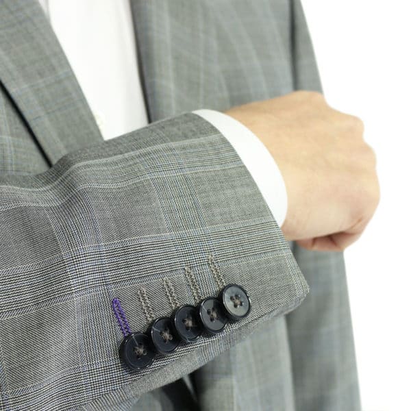 Without Prejudice grey check suit inner button detail