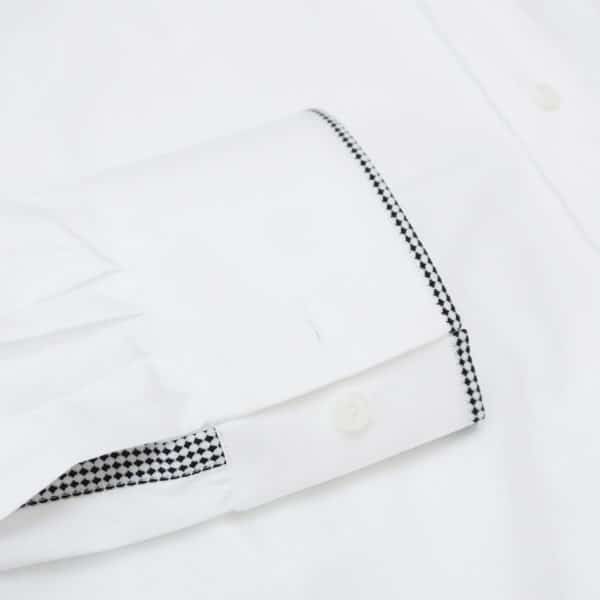 Xacus white shirt with black chess trim cuff