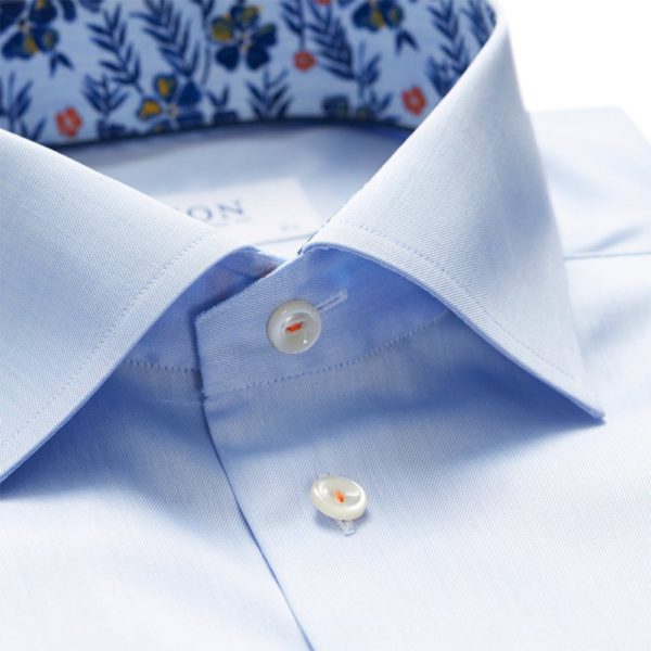 eton shirts slim fit blue eton shirt with floral trim p27386 134542 image