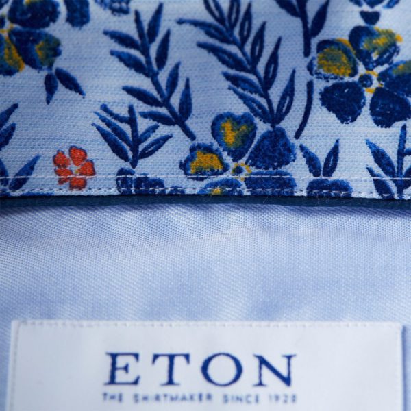 eton shirts slim fit blue eton shirt with floral trim p27386 134549 image