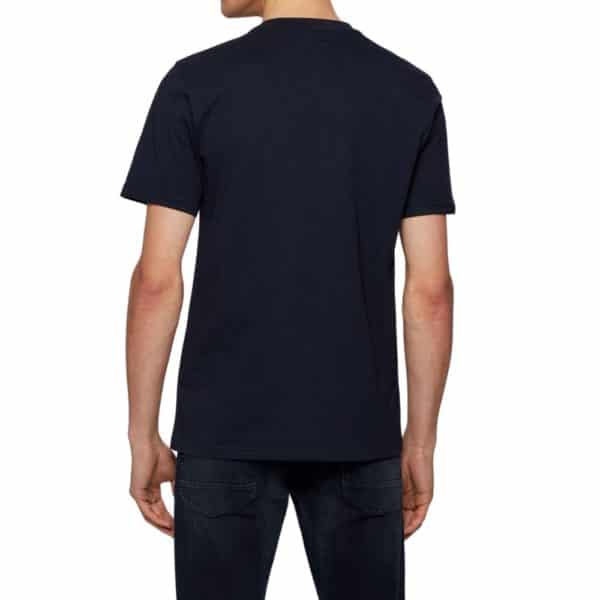 BOSS black Cotton T shirt with coastal graphic print rear