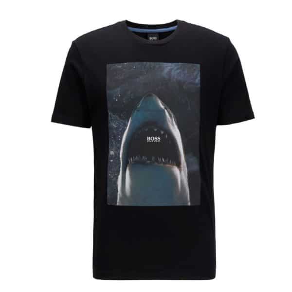 BOSS black Cotton jersey T shirt with underwater print front