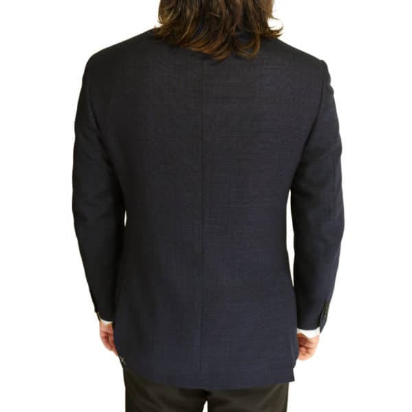 CANALI PURE WOOL MICRO FLECK JACKET IN NAVY BROWN back
