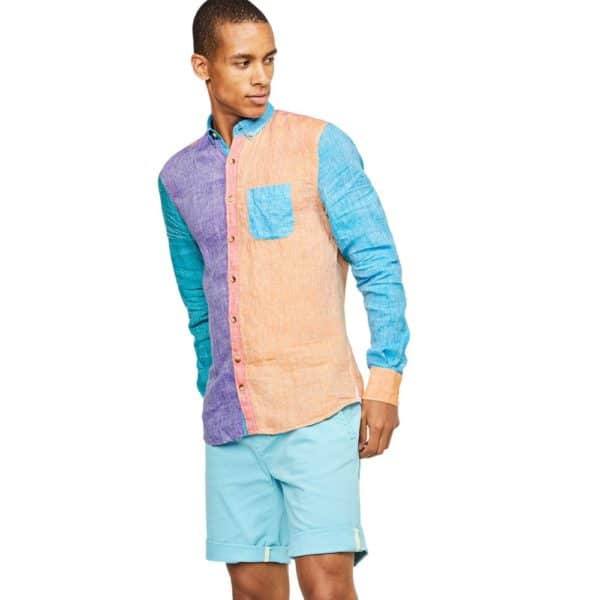 COLOURS SONS LINEN SHIRT COLORBLOCK1