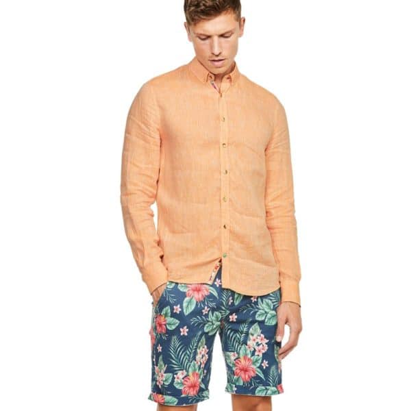 COLOURS SONS LINEN SHIRT ORANGE1