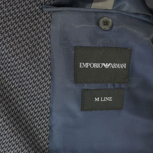 Emporio Armani jacket grey with black zig zag pattern lining detail