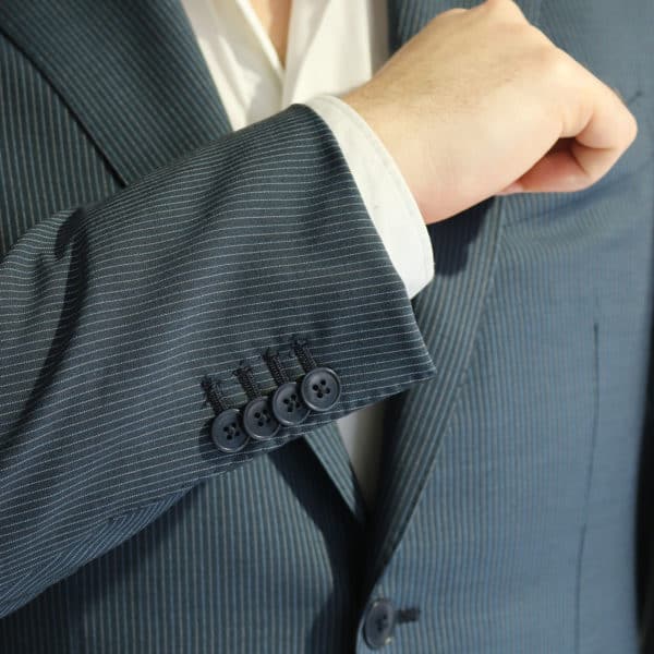 Vitale Barberis jacket stripe charcoal button detail