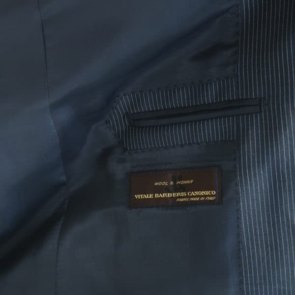 Vitale Barberis jacket stripe charcoal lining detail