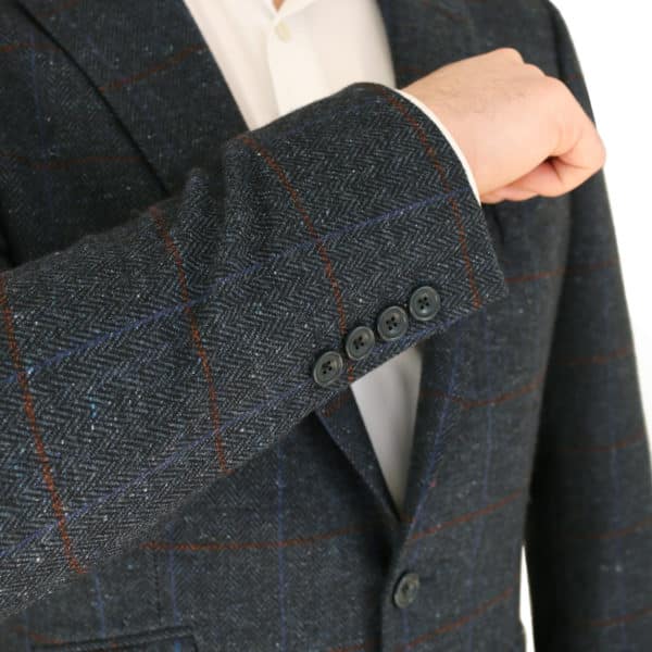 Warwicks navy windowpane jacket buttons