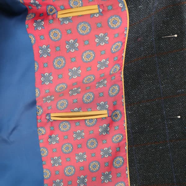 Warwicks navy windowpane jacket lining