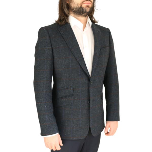 Warwicks navy windowpane jacket side