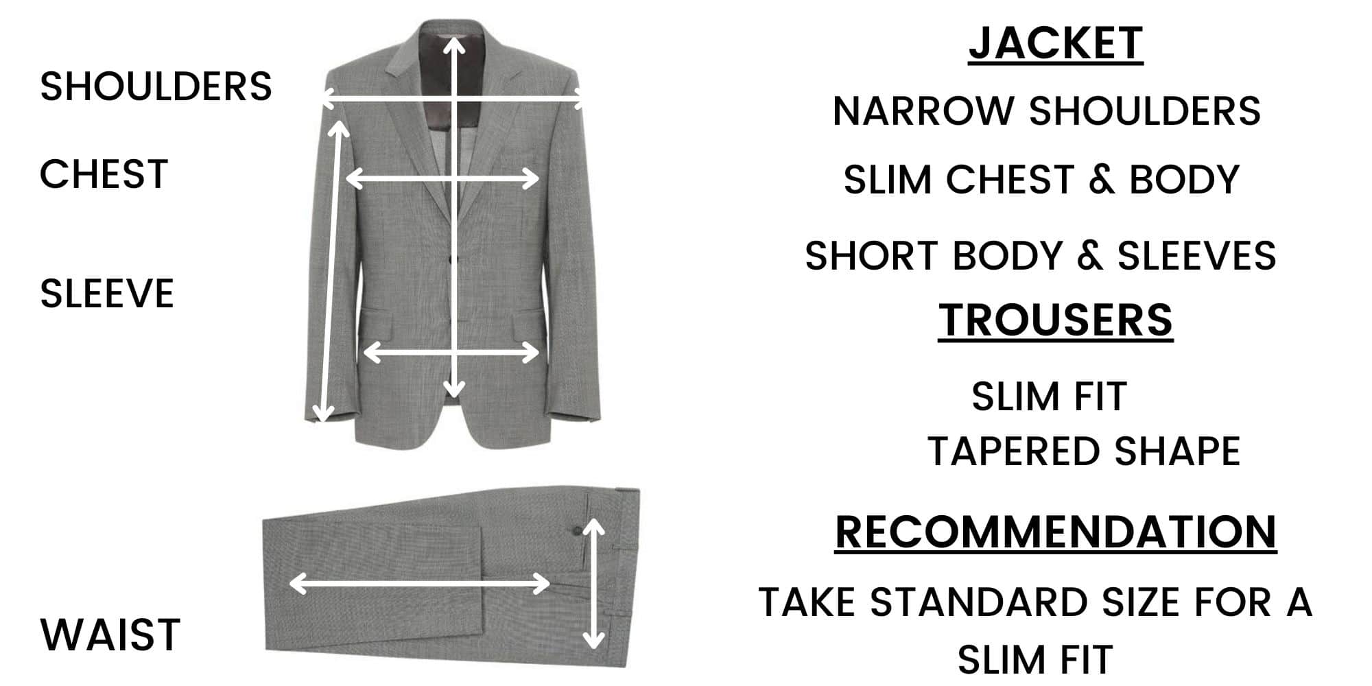 Canali Suit Size Guide – Slim fit