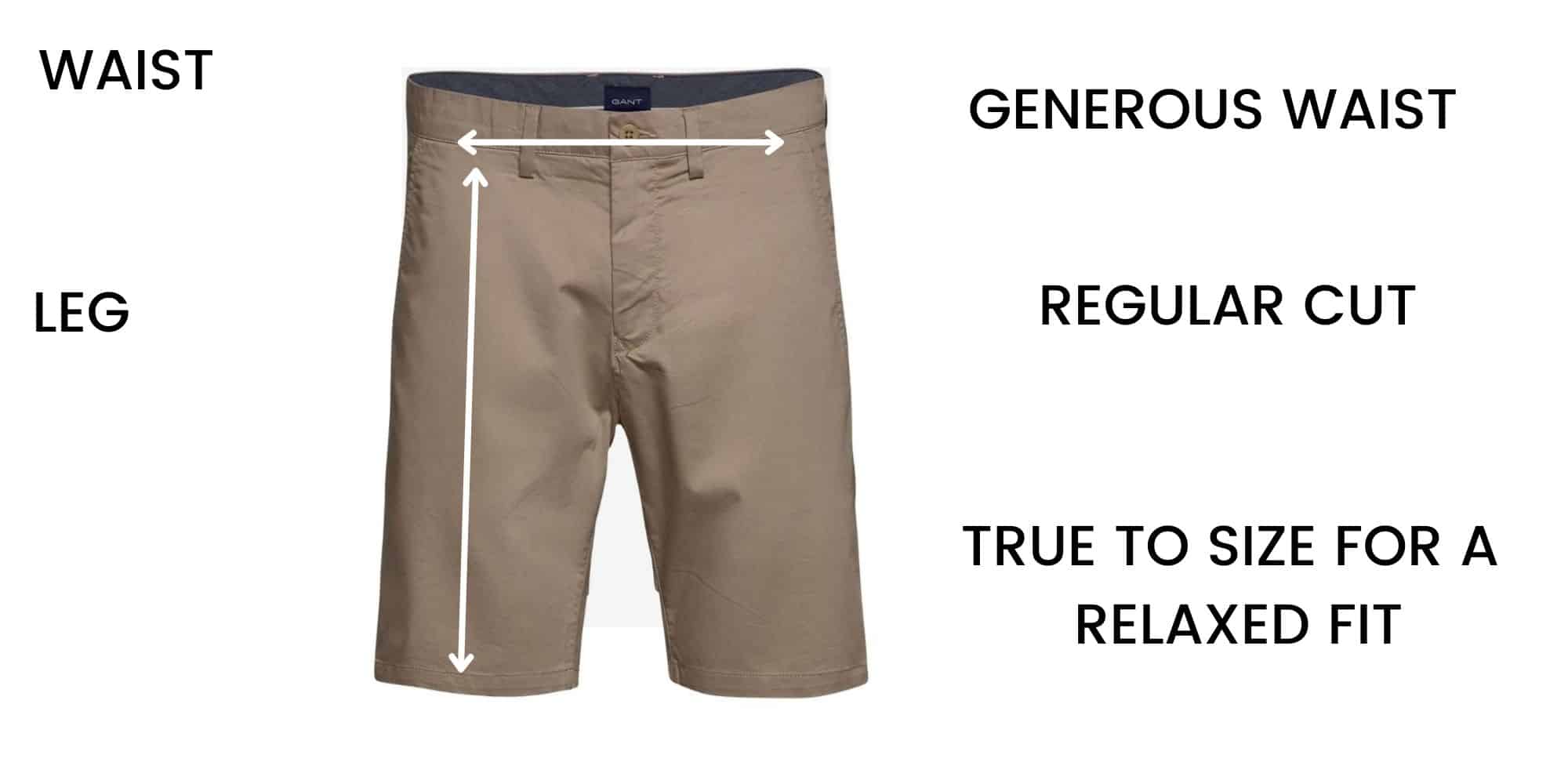 GANT shorts Size Chart