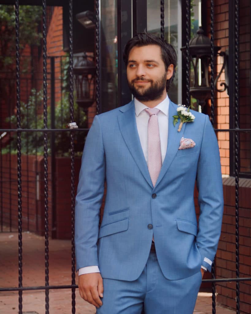 Tom Without Prejudice wedding suit light blue