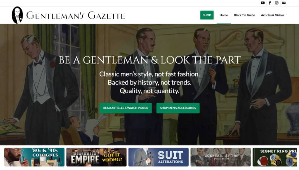 Gentlemens gazette blog on Menswear Online website