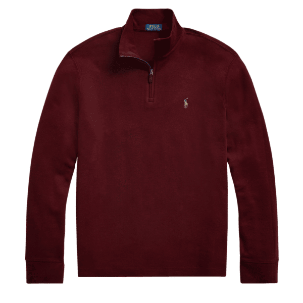 POLO RALPH LAUREN Burgundy estate rib HALF ZIP pullover