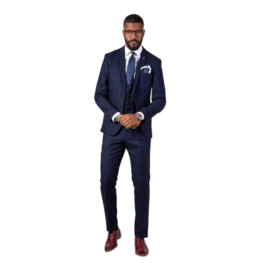 MARC DARCY EDINSON NAVY THREE PIECE SUIT