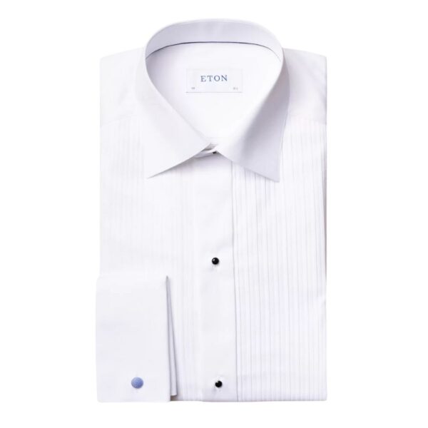 Eton Contemporary Fit Plisse Tuxedo White Dress Shirt 2