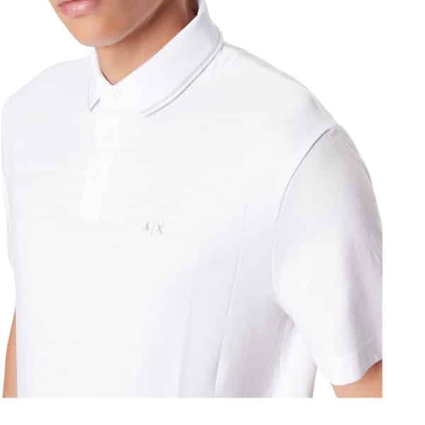 AX White Tonal POLO Shirt Close