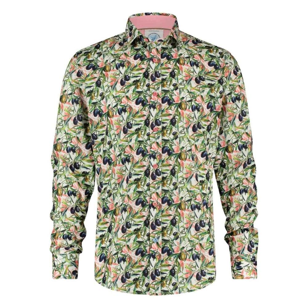 A Fish Named Fred Olives Print Green Shirt