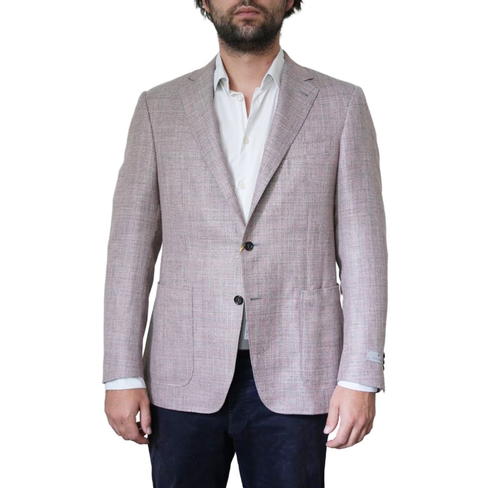 Canali Kei Silk Wool Mix Pink Jacket 1