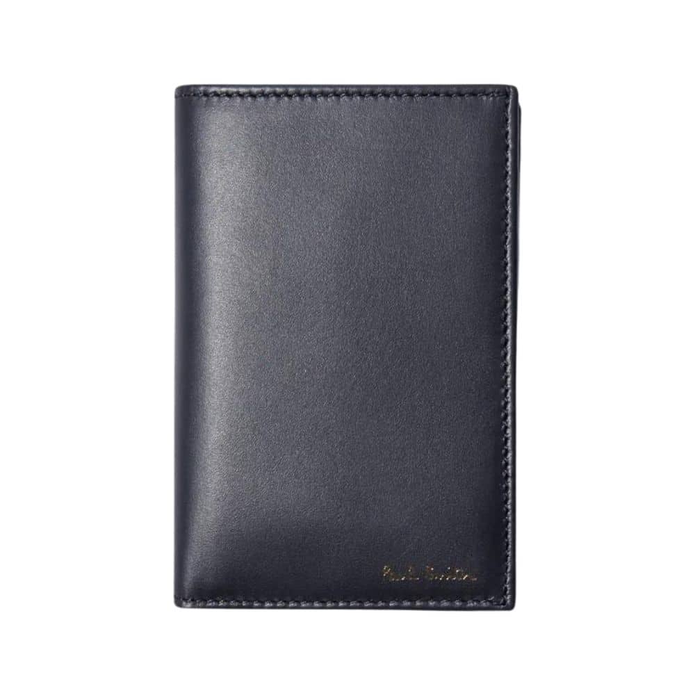 PAUL SMITH BLACK CREDIT CARD WALLET WITH INSIDE SIGNATURE STRIPE PATTERN