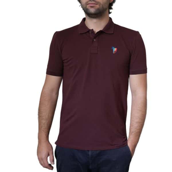 PAUL SMITH BURGUNDY POLO SHIRT WITH ZEBRA LOGO