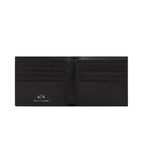 Armani Exchange Textured Black Wallet Open