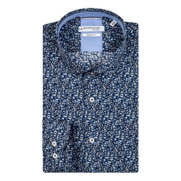 Giordano Row Abstract Cycles Print Blue Shirt | Menswear Online