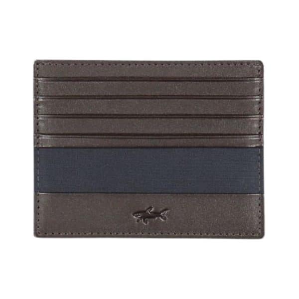 Paul Shark Leather Recycled Fabric Card Wallet