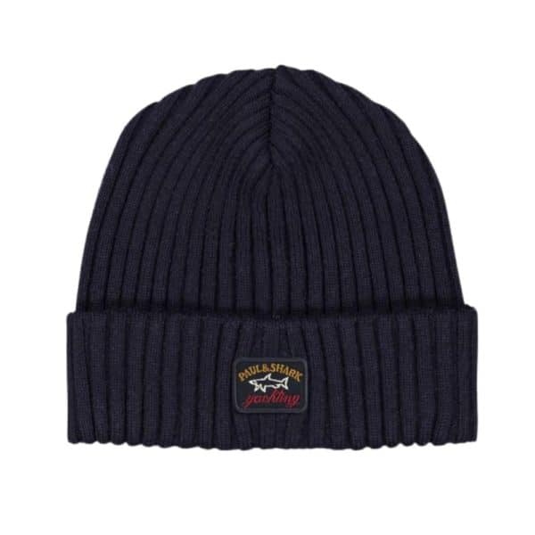 Paul Shark Ribbed Wool Navy Beanie