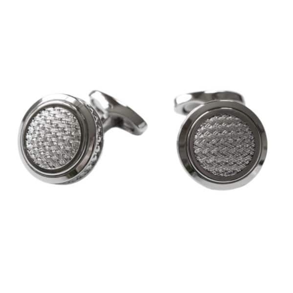 VERITAS SILVER CIRCULAR MESH CUFFLINKS