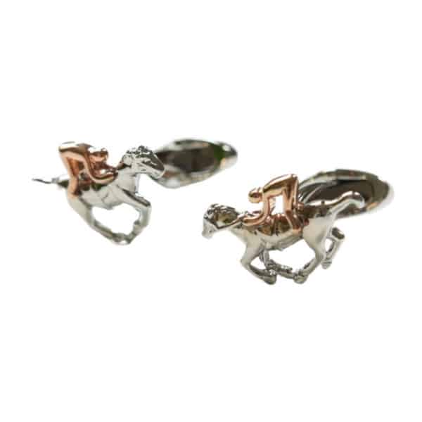 VERITAS SILVER HORSE AND GOLD JOCKEY CUFFLINKS