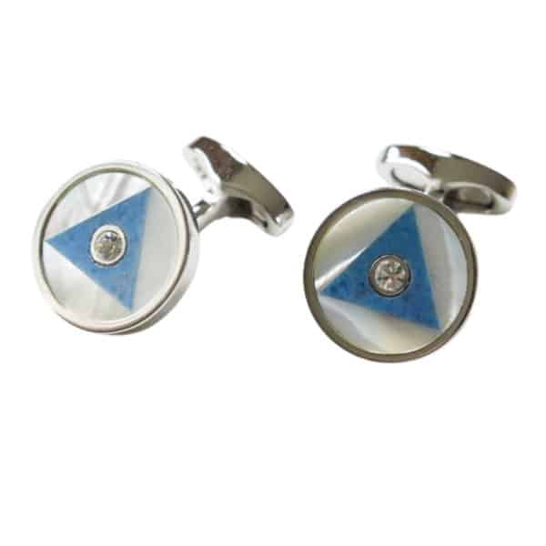 VERITAS SILVER MOTHER OF PEARL CIRCULAR CUFFLINKS