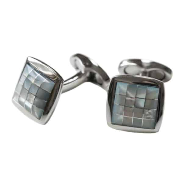 VERITAS SILVER SQUARE LIGHT MOSAIC CUFFLINKS