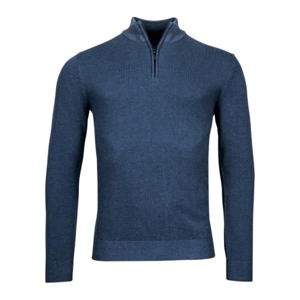 Baileys Mesh Knit Deep Blue Half Zip Jumper