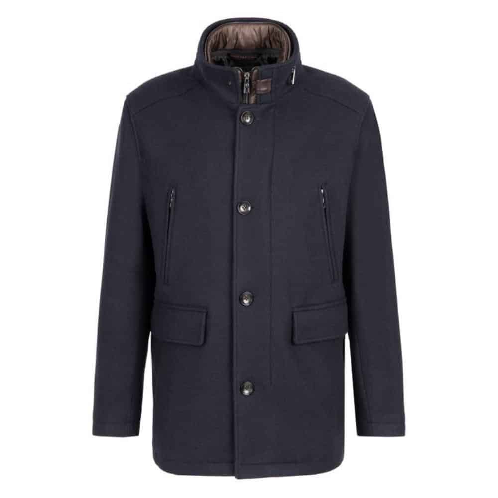 Bugatti Detachable Insert Wool Navy Driving Coat