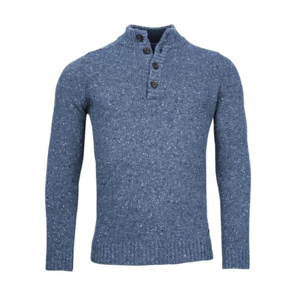 Baileys Speckled Blue Button Up Jumper