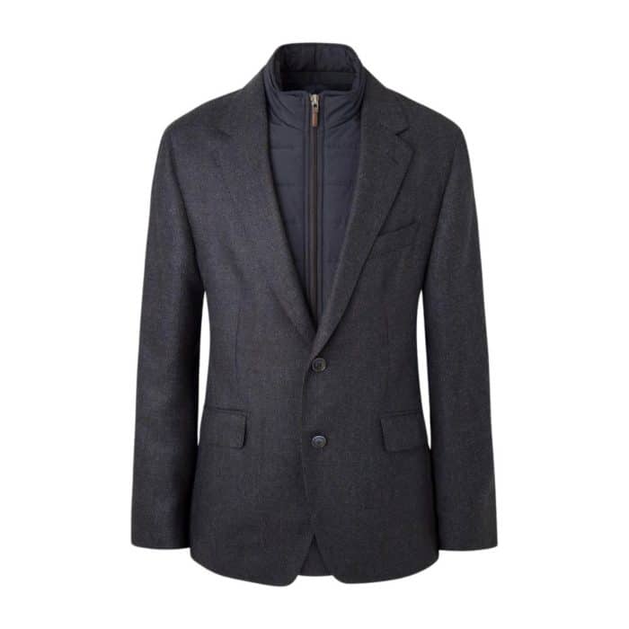 Hackett Speckled Detachable Insert Navy Jacket | Menswear Online