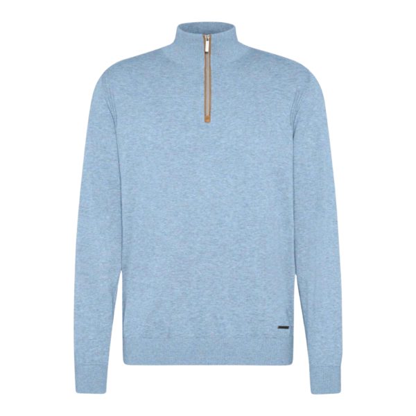 Bugatti Cotton Sky Blue Half Zip Jumper