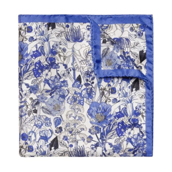 ETON BLUE FLORAL SILK TWILL POCKET SQUARE