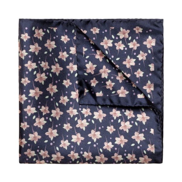 ETON NAVY FLORAL SILK POCKET SQUARE