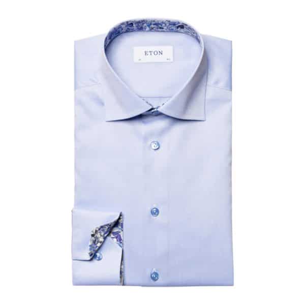 Eton Signature Twill Contemporary Fit Blue Floral Print Blue Shirt