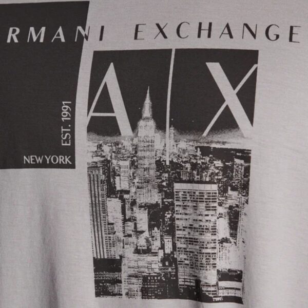 Armani Exchange Organic Cotton Regular Fit Graphic Grey T Shirt 3