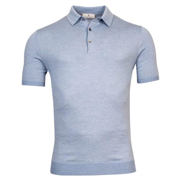 Thomas Maine Merino Wool Light Blue Polo Shirt