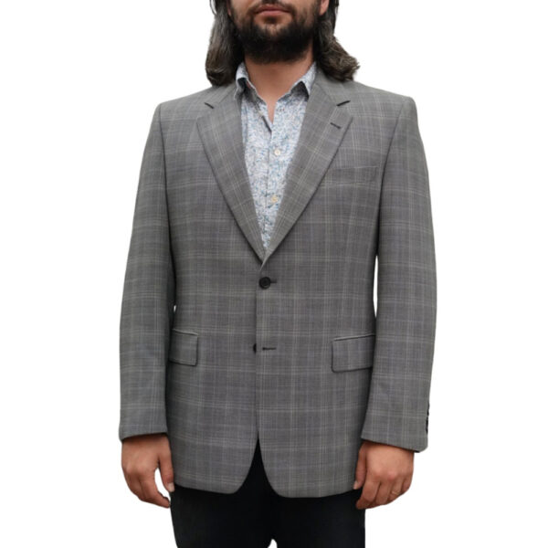 Warwicks grey blue windowpane wool jacket 2