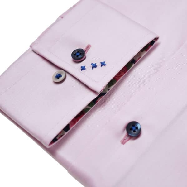 R2 Amsterdam Roses Trim Cuffs Collar Pink Shirt 2